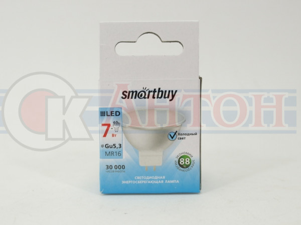 Лампа с/д LED GU5.3 7W 6000K Smartbuy