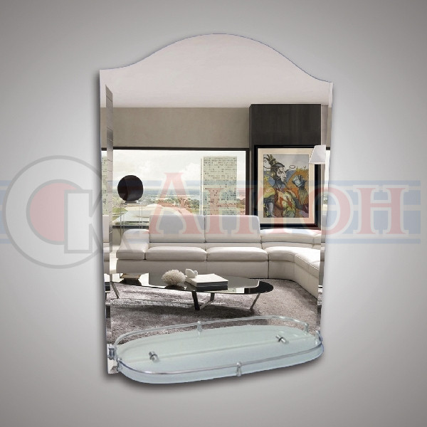 46101 Зеркало 75*55см с фацетом + полка 52см с латунным бортиком