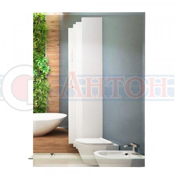 Зеркало 500*690 45654 комбинированное с фацетом полка 500мм