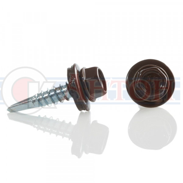 Шуруп кровельный М 5,5*25 (40шт) коричневый банка 0,4л САВиК