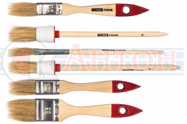 Кисть набор 6шт размер флейц 20,25,35мм ,кругл 20,25мм и худож.д/подкраски MASTER