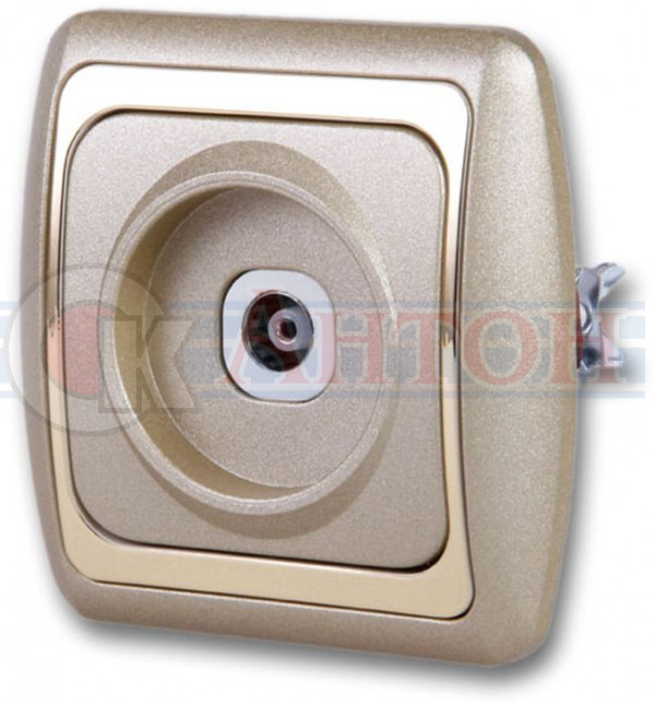 Розетка Дельта  крем/золото телевизионная