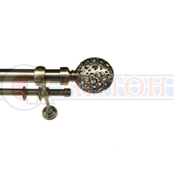 Карниз кован.раздвиж. d16/19мм 1,6-3,0м 2-х ряд. антик-золото Ажур