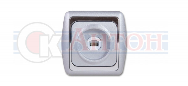 Розетка Дельта серебро/серебро телефонная