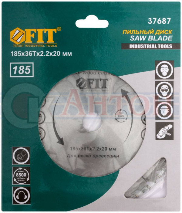 37687Диск пильный по дереву 185*20мм х 36 зубьев