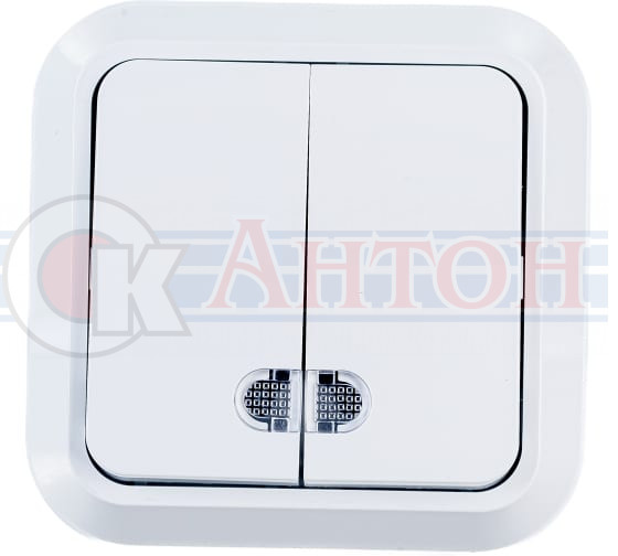 Выключатель 2-кл MAKEL ОП белый с индикатором ХХХ