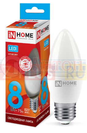 Лампа с/д LED-СВЕЧА 8Вт Е27 4000К 600Лм