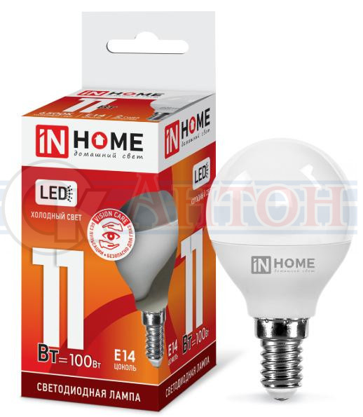 Лампа с/д LED-шар-VC 11Вт 6500К Е14 820Лм IN HOME 