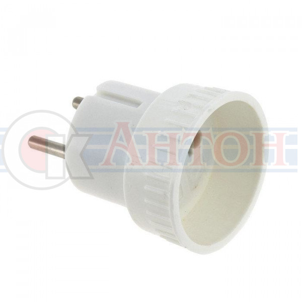 Переходник-адаптер б/з белый  6А 250В