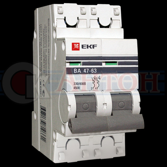 Выключатель авт ВА 47-63 2Р 16А кривая С 4,5кА 