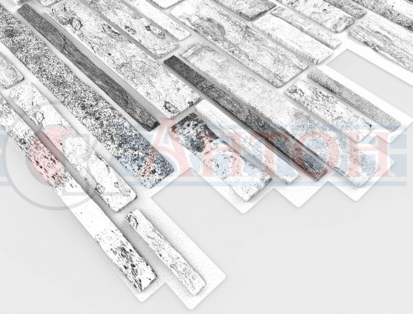 Панель ПВХ Камень "Пластушка черно-белая" 980х489мм (0,4792кв.м.).