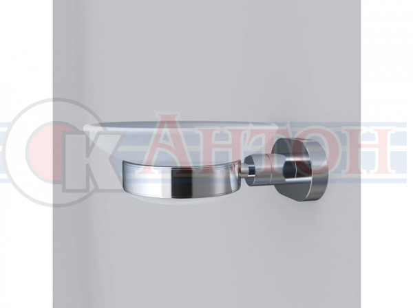 Мыльница стеклянная с настенным держателем хром 