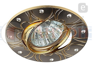 Светильник Эра KL 44 A SN/G литой пов. со страз. MR16 12V 50W сатин никель/золото