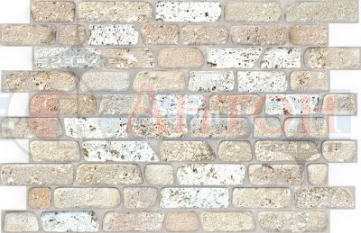 Панель ПВХ Кирпич "Травертин золотой" 964х626мм (0,6035кв.м.).