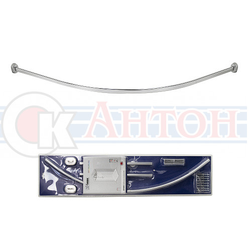 Карниз в ванную угловой 1,6м закругленный хром из алюм