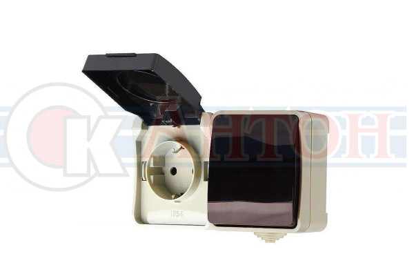 Блок ОУ розетка+выключатель Сатурн IP54 