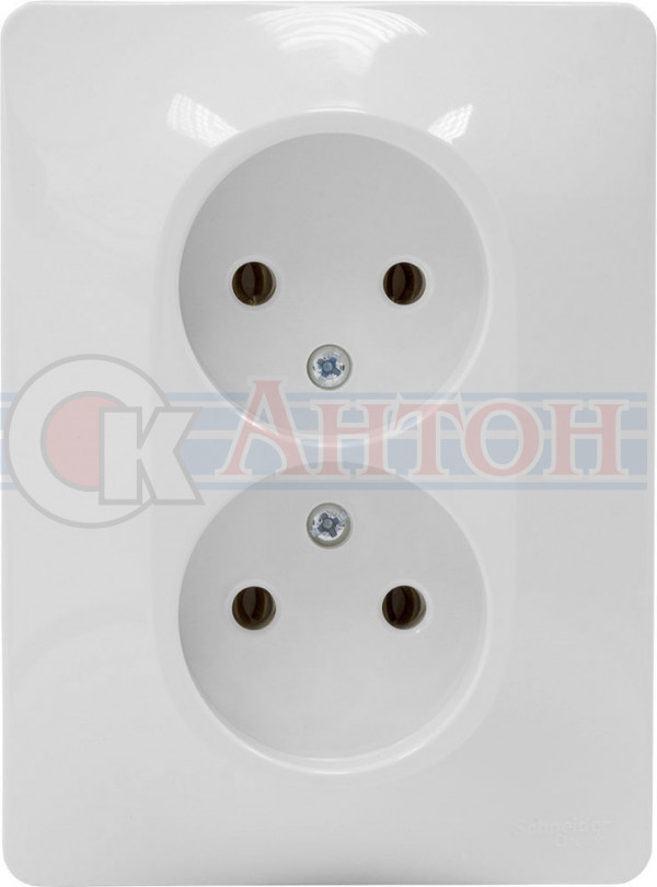 Розетка двухместная без з/к белая в сборе ГЛОССА