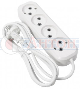 Удл. сетевой 4-местный,250В 10А, 3м б/з