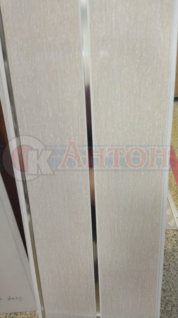 Панель пластик 3м*0,25м Бари бежевый металлик полосатый.