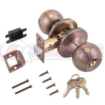 Ручка защелка 607 ЕТ AС медь ключ-фикс СТАНДАРТ