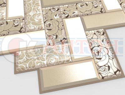 Панель ПВХ Плитка "Роза в золоте" 992х629мм (0,6239кв.м.).