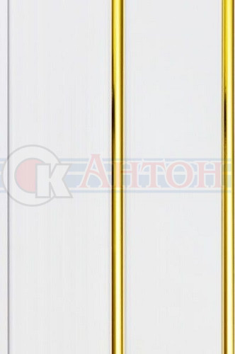 Панель пластик 3м*0,25м двухсекц. белый с золотом глянц. 001-2-G.