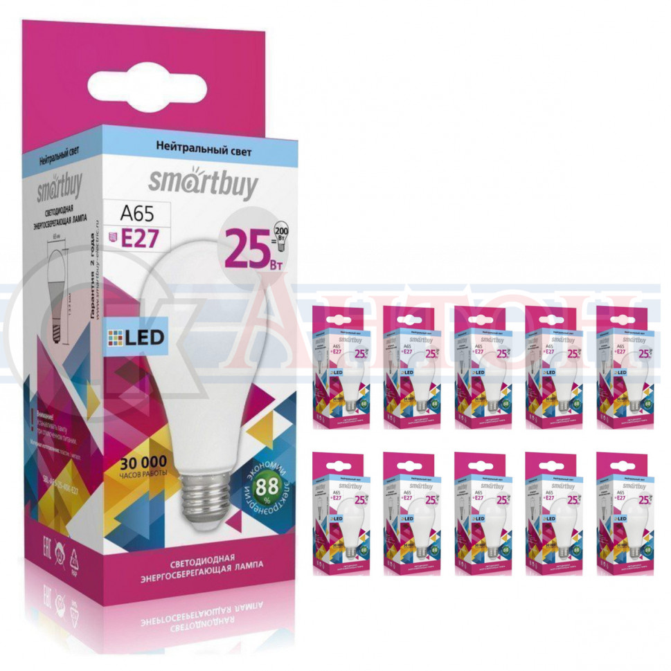 Лампа с/д LED-А65 25Вт 6000К Е27 2000Лм Smartbuy