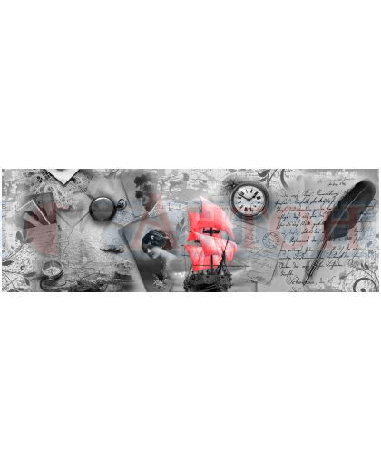 КУХОННЫЙ ФАРТУК двп Ретро Алые Паруса 0,695 х 2,07х4мм.