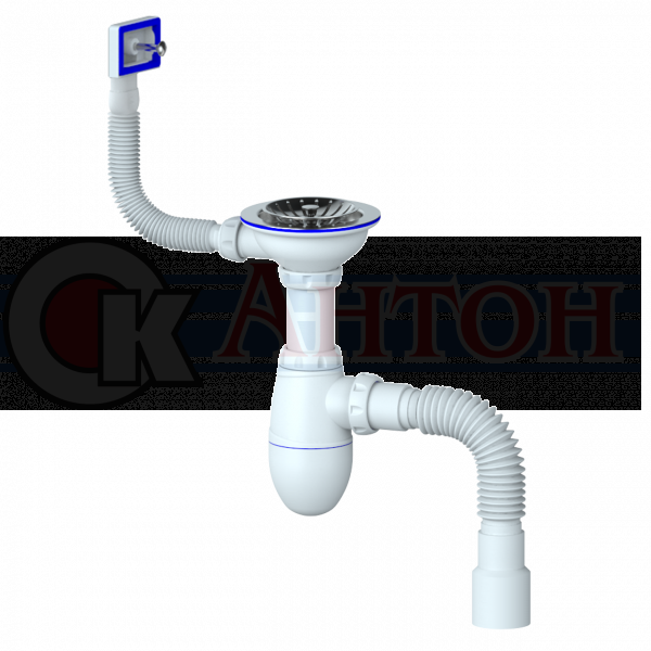 В425Р Сифон для мойки с прямоугольным переливом Unicorn