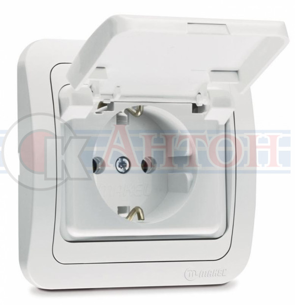 Розетка Валери 1-м с/з бел. 16А с крыш.