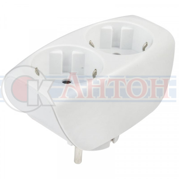 Тройник SP-2e-W ЭРА 2гн, с заземл., со шторками (белый)