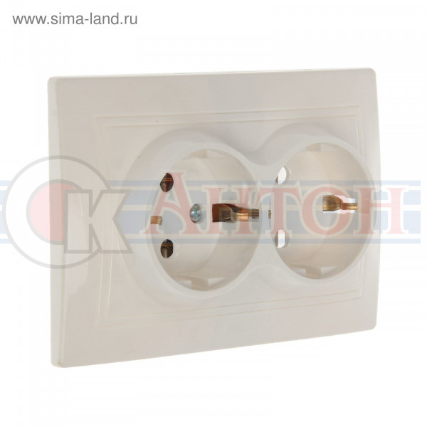 Розетка 2-м с з/к 16А белый ВЕНЕРА