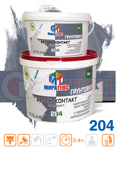 Миратекс бетоноконтакт для нар. и внутр. работ 6кг 204