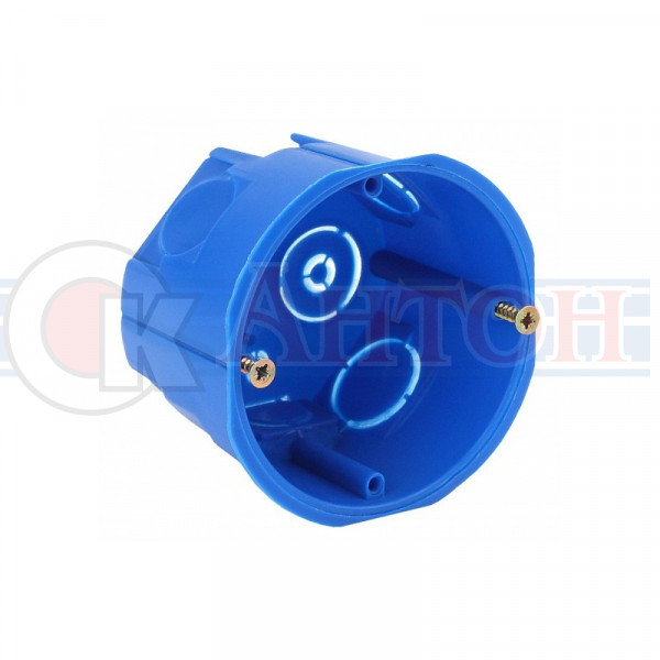 Коробка уст.КУТ 68*45мм для твердых стен пласт.синяя п/саморез