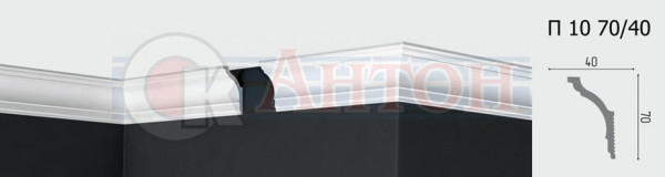 Плинтус потол  Де-Багет П 10 70/40 (70) 2,0м.