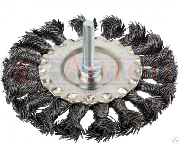 Корщетка д/дрели плоская 100мм со шпилькой стальная витая провол FIT