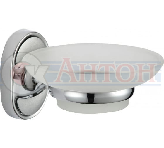 Мыльница стеклянная с настенным держателем хром  S-007059